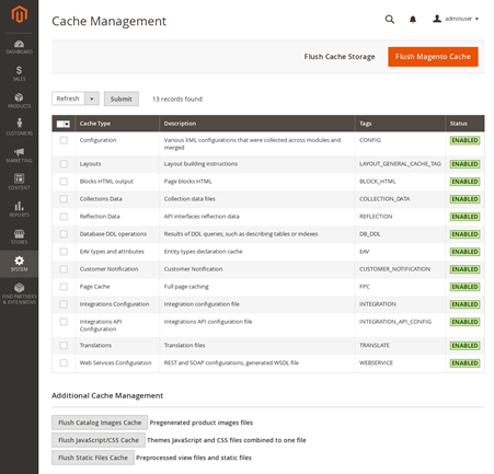 Magento Cache Management