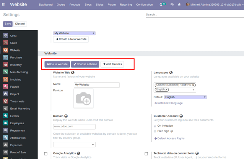 odoo 12 Create Multiple Websites with Different Themes