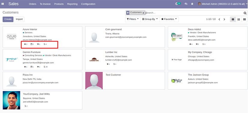 odoo 12 Customer Kanban View