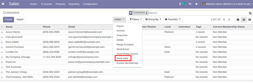 Odoo 12 Send SMS