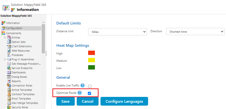 Setup and enable Optimize Route