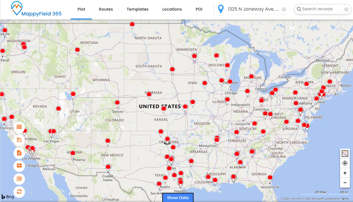 plotted on the Map