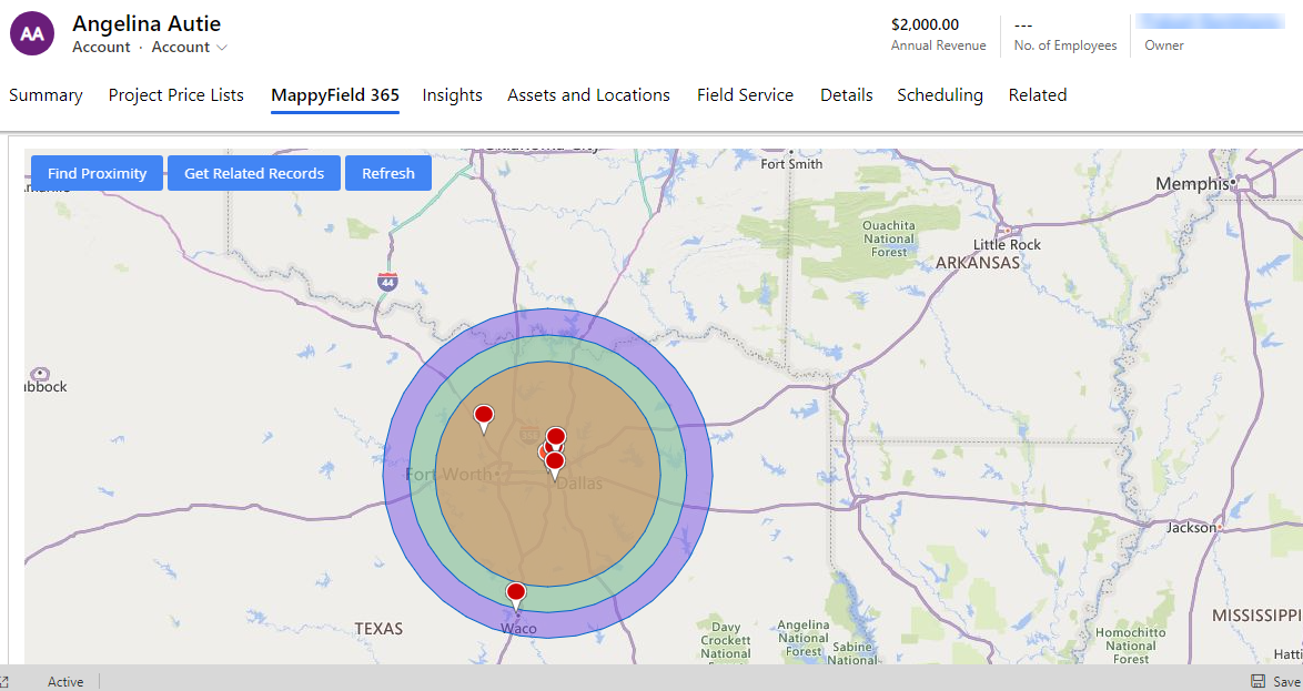 MappyField 365 provides a concentric proximity