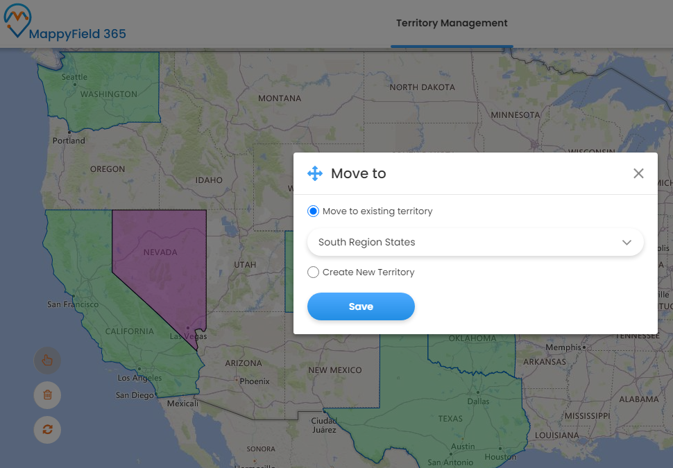 Move to existing territory