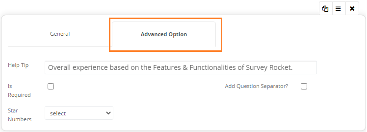 Advanced Option for Rating question type: