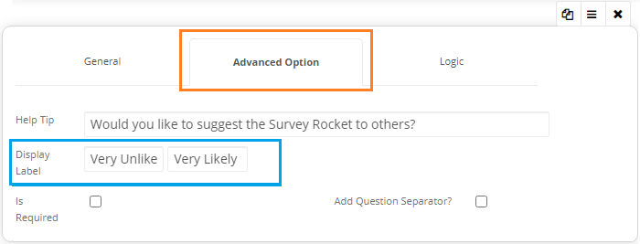 Advanced Option for NPS question type: