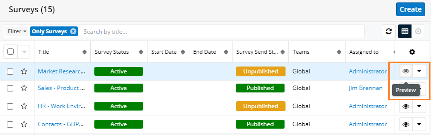Preview survey