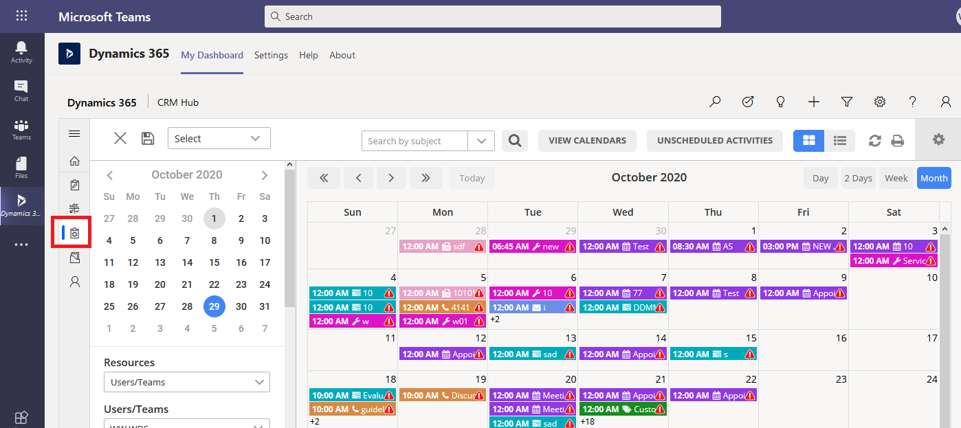 My dashboard Calendar 365 in Microsoft teams