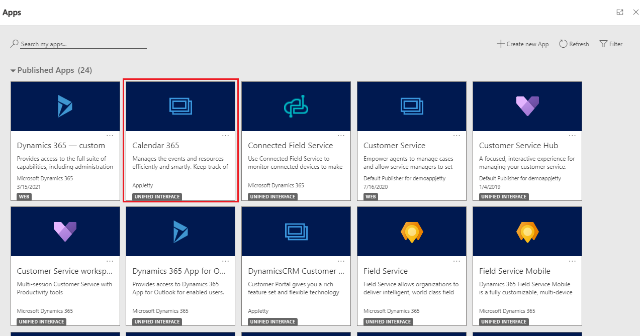 Dynamics 365 dashboard app