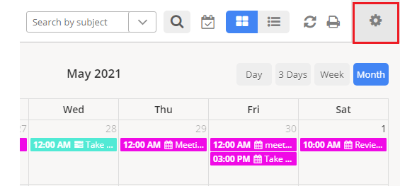 Calendar 365 Configuration tab