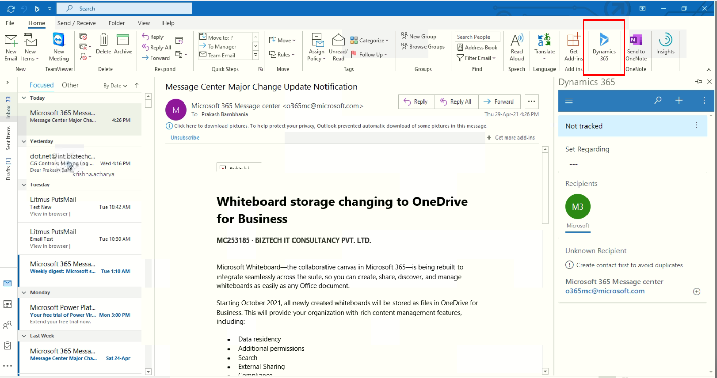 Dynamics 365 Calendar CRM for Outlook