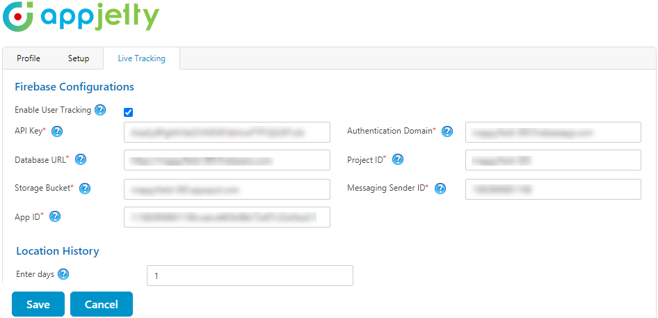 Enable User Tracking option