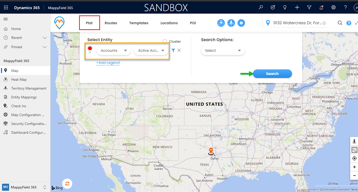 Plot entity records on the map