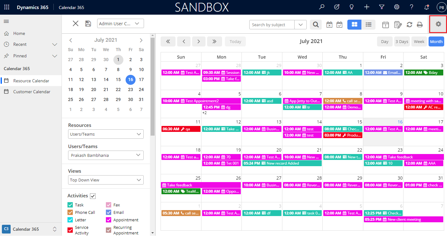 custom calendar of Calendar 365