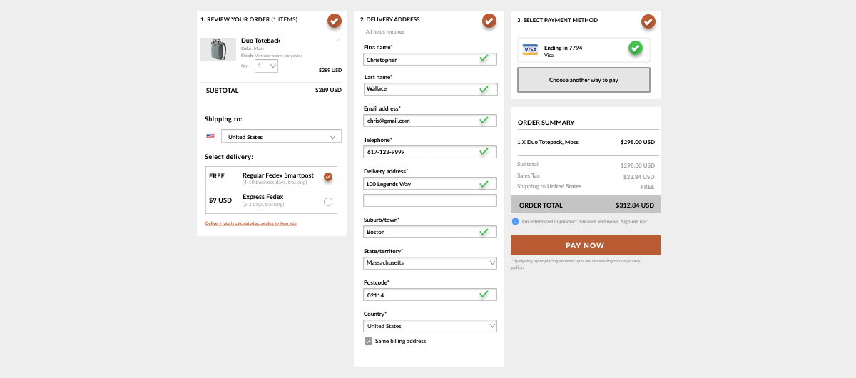 False Single-Page Checkout