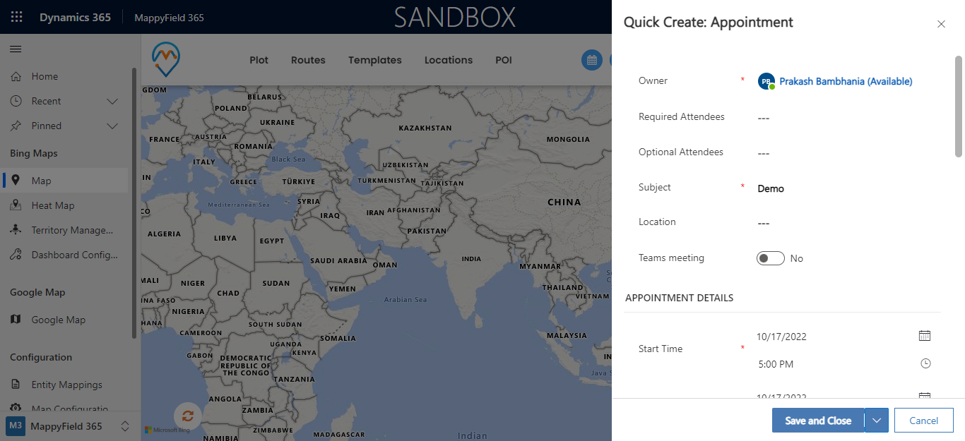 Create Activity in Mappyfield Dynamics-3