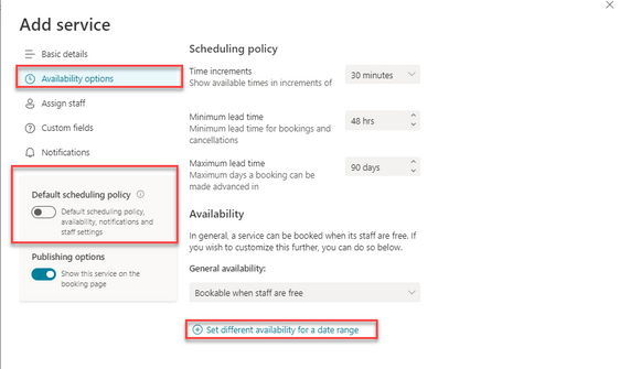 Set a default scheduling policy