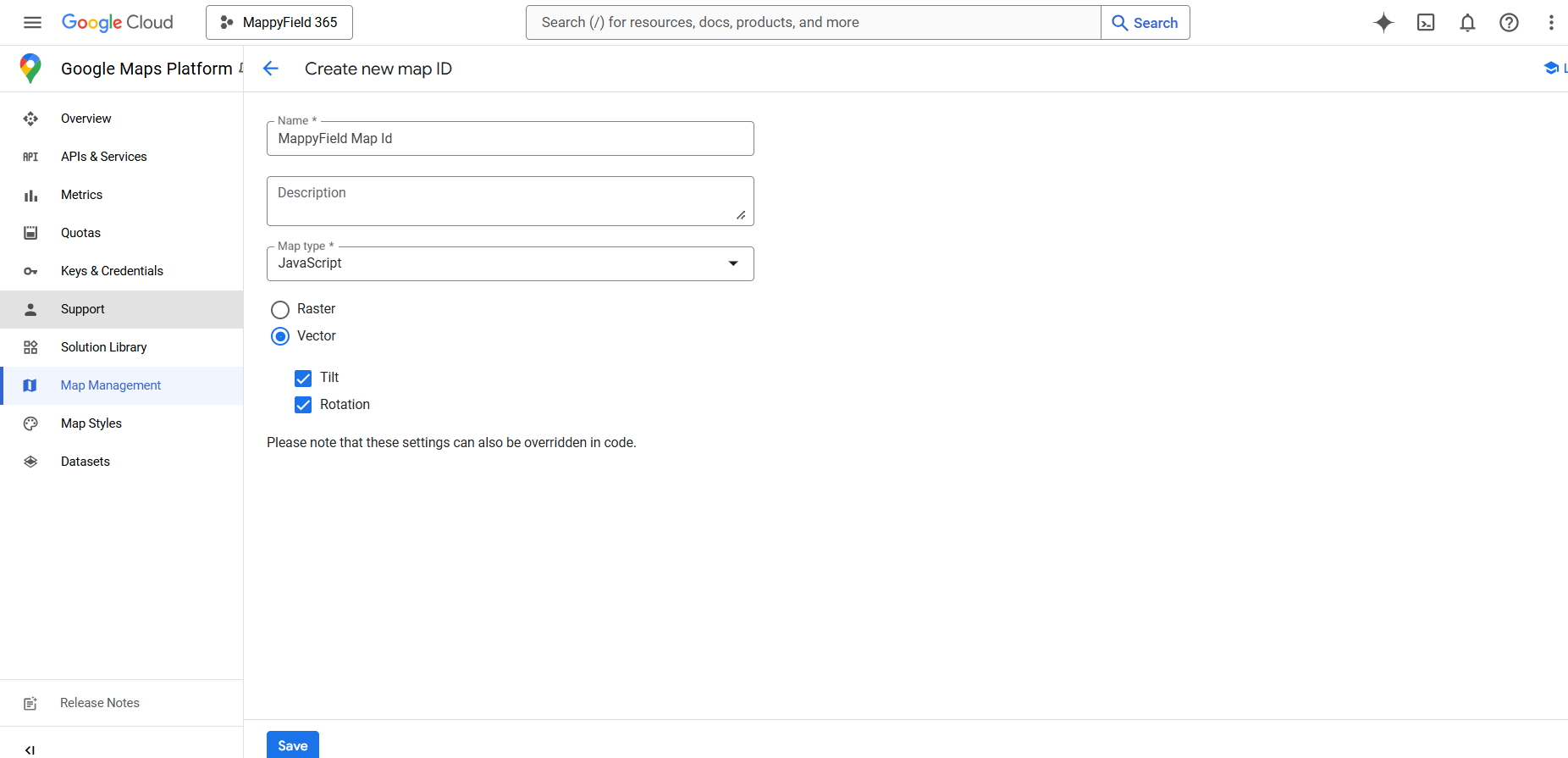 Create Map ID and select this option