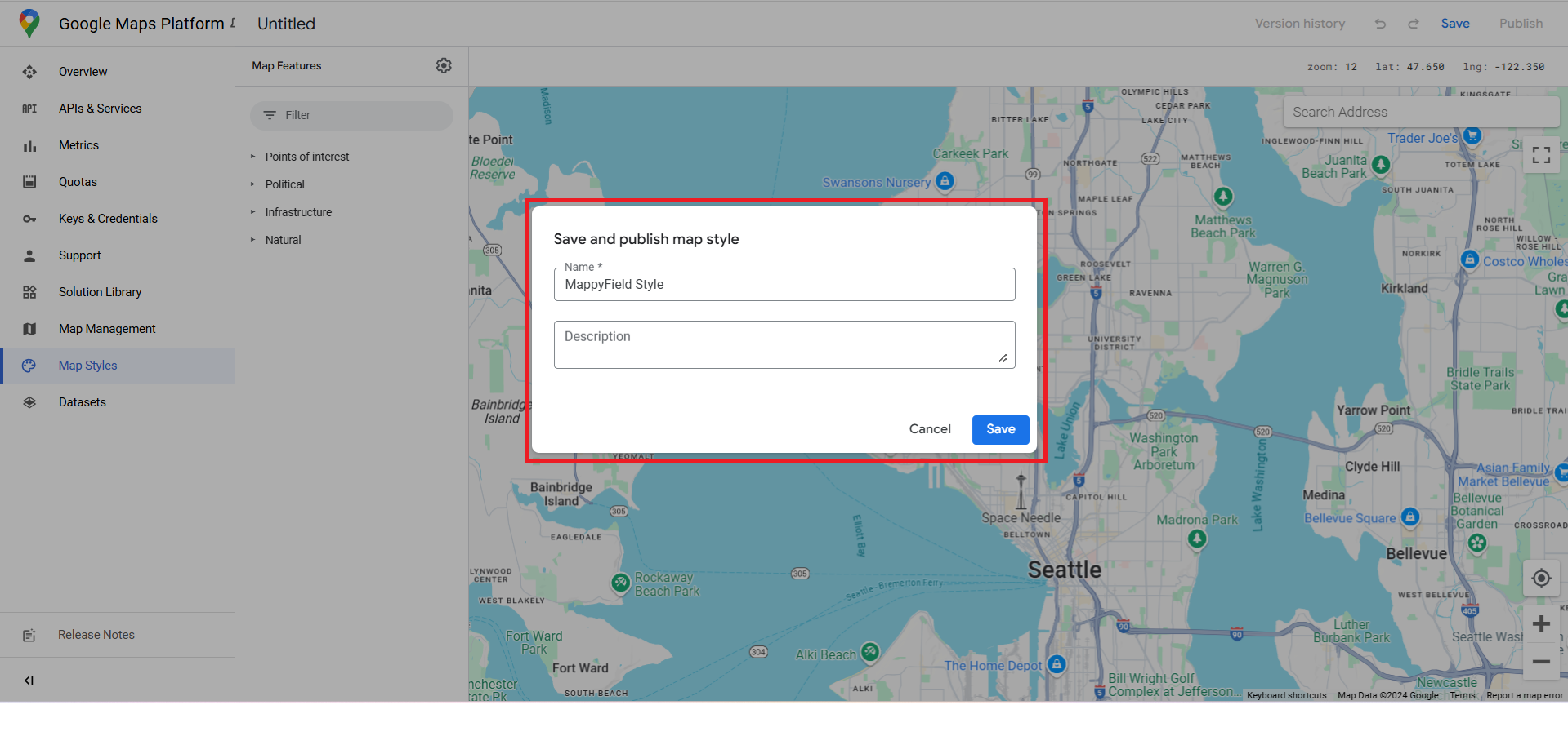 view save as name and description