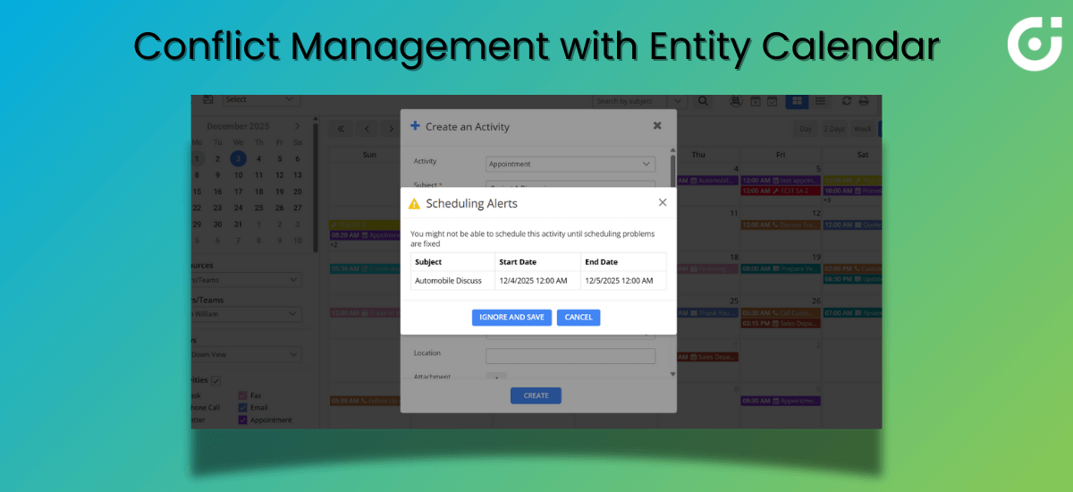 conflict management with Entity calendar 