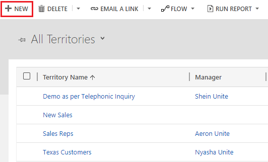 Create New Territory