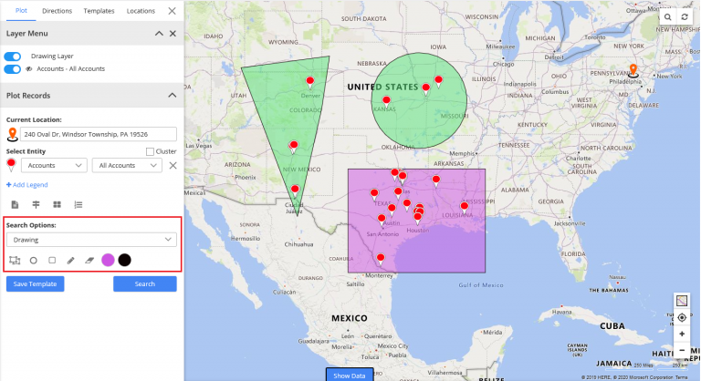 Visualize data from the drawn shape on the map