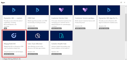 Find MappyField 365 from Dynamics 365 menu