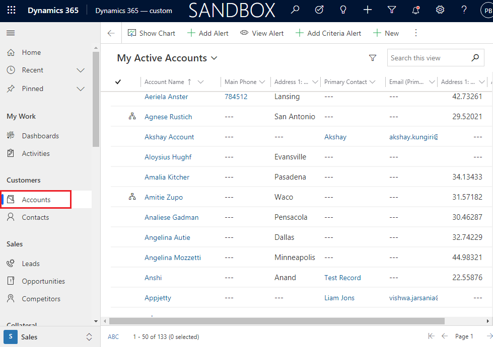 Select the contact entity